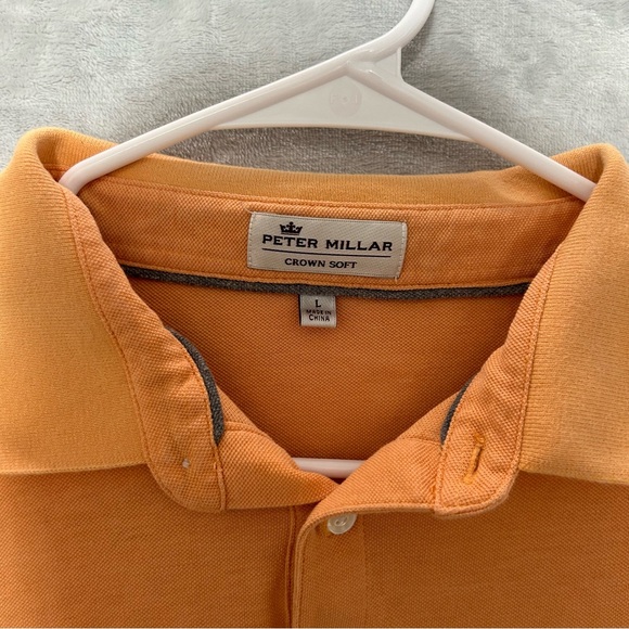 Peter Millar Crown Soft Polo Shirt Men's Large Orange Short Sleeve Classic - Picture 4 of 8